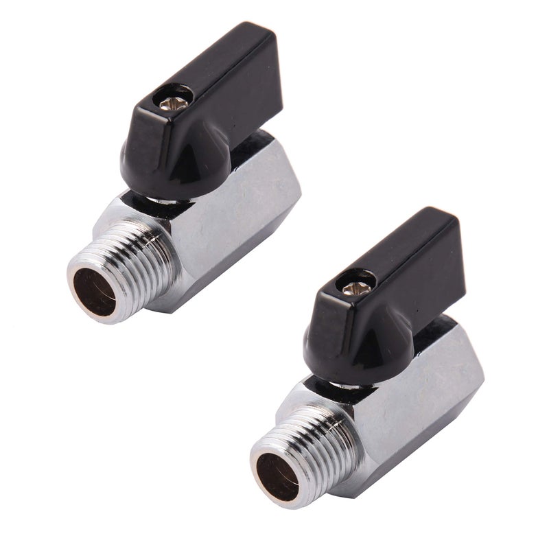 Metaland 1/4" Brass Mini Ball Valve NPT Female x Male Shut-Off Valve (Pack of 2) - Image 1